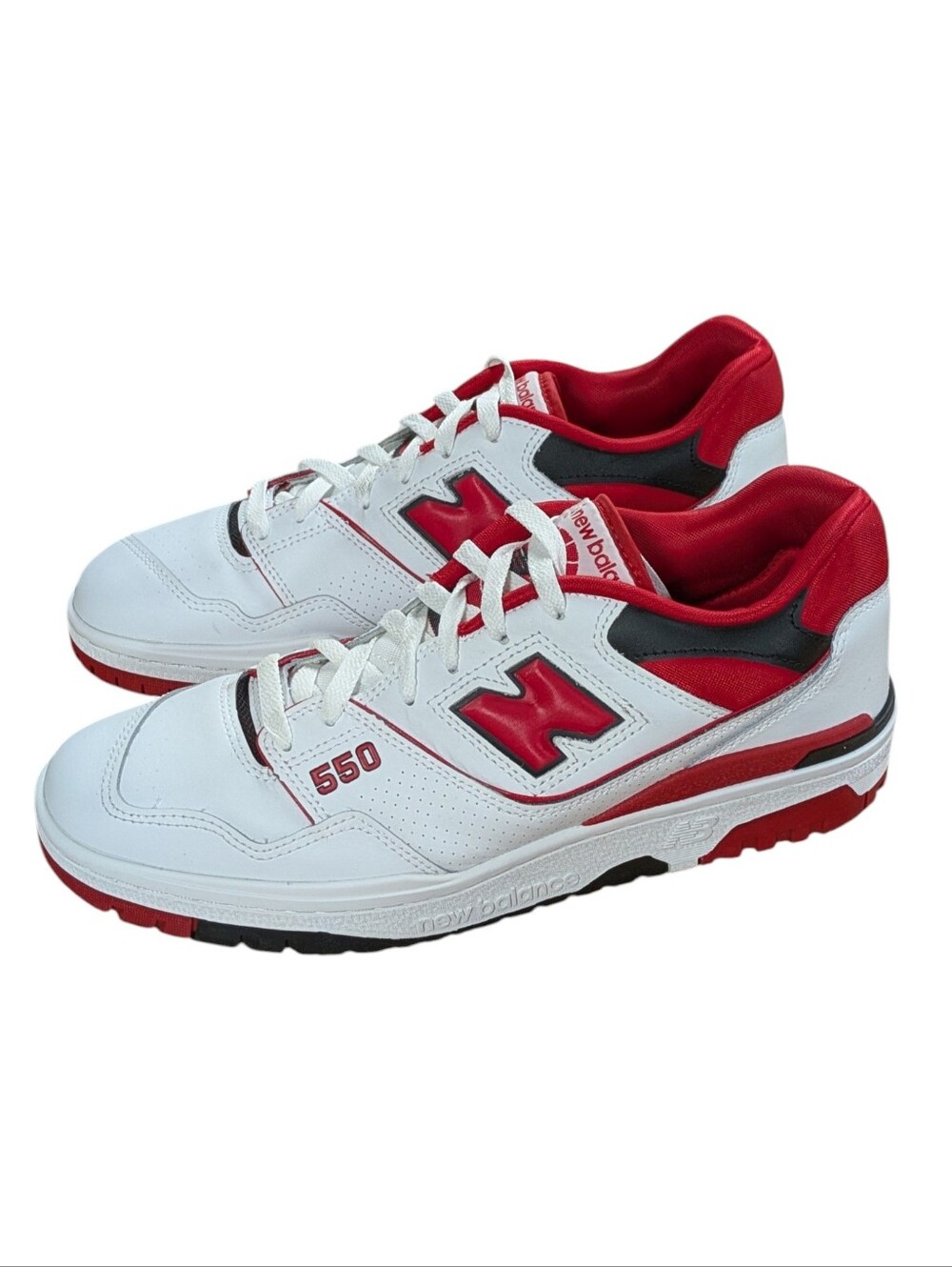New Balance 550 White Team Red Leather Sneakers Mens Size 11